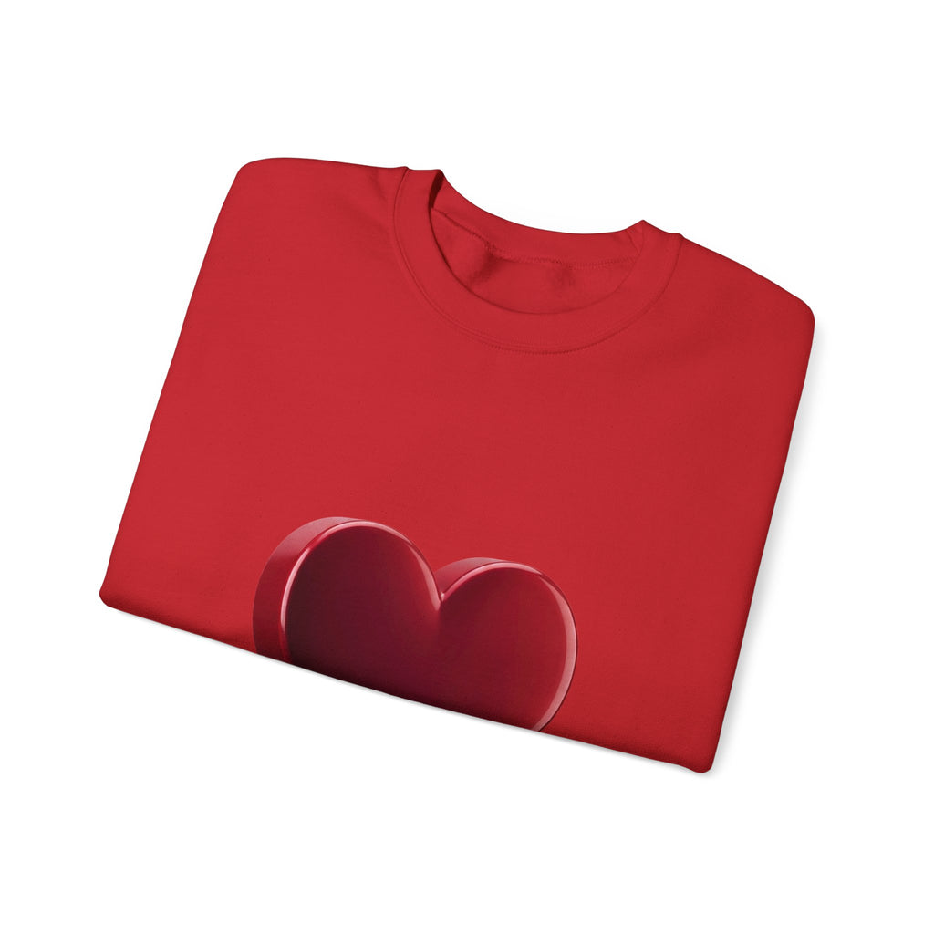 Heart Graphic Sweatshirt — Minimal 3D Red Heart Crewneck for Valentine’s & Everyday Wear