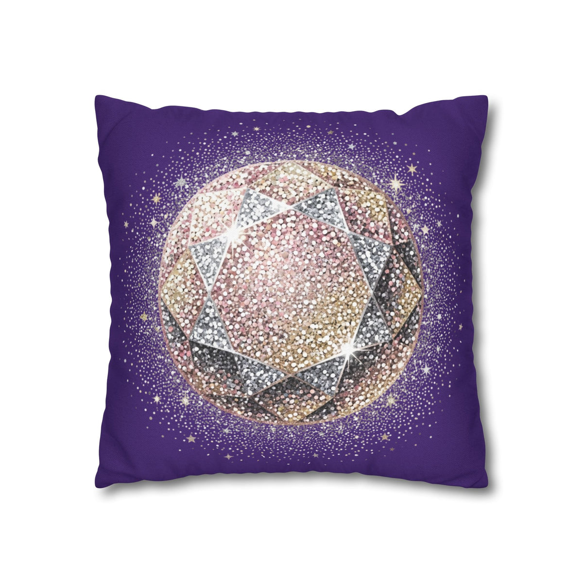 Glittery Dark Purple Spun Polyester Square Pillowcase