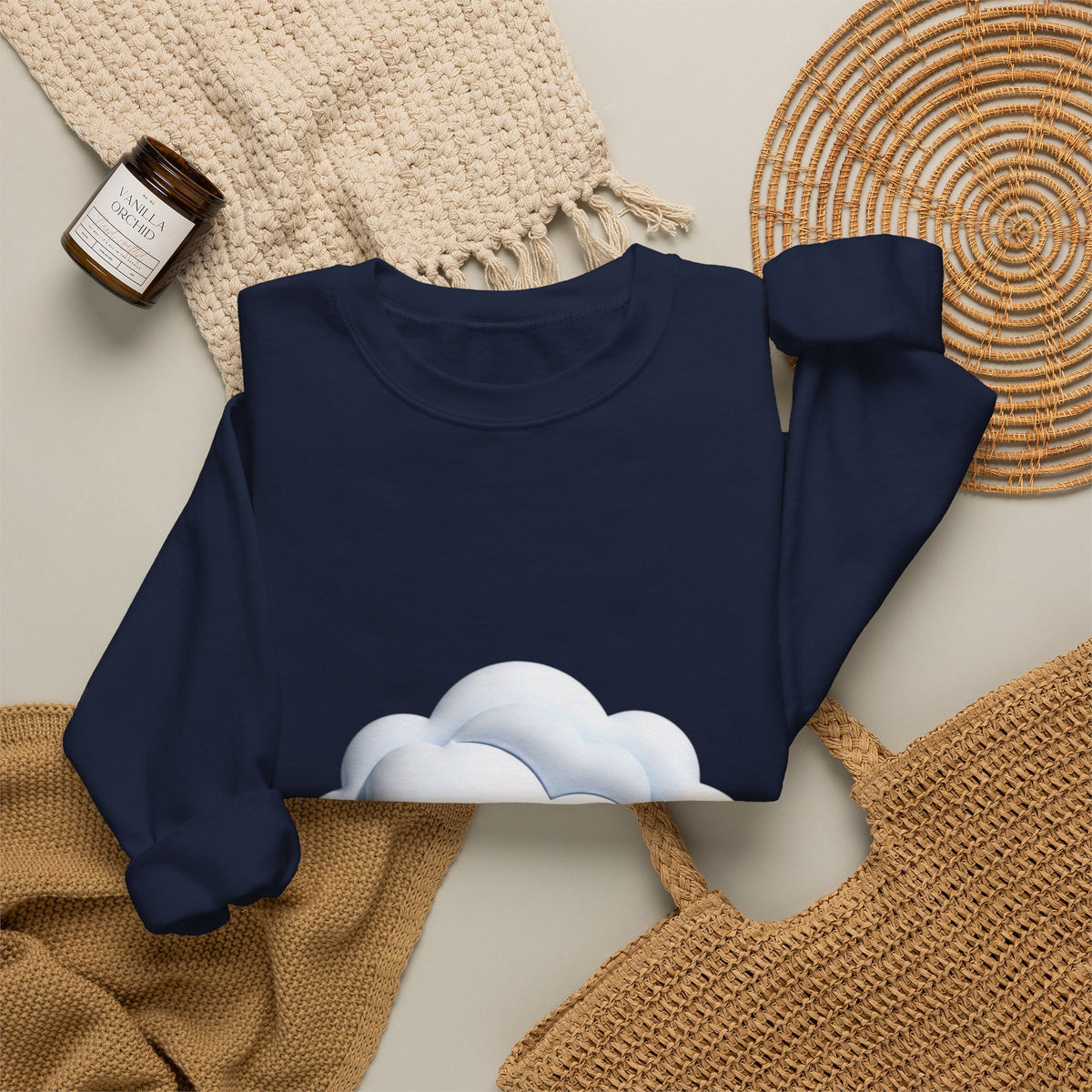 Cloud Graphic Sweatshirt — Soft White Cozy Crewneck
