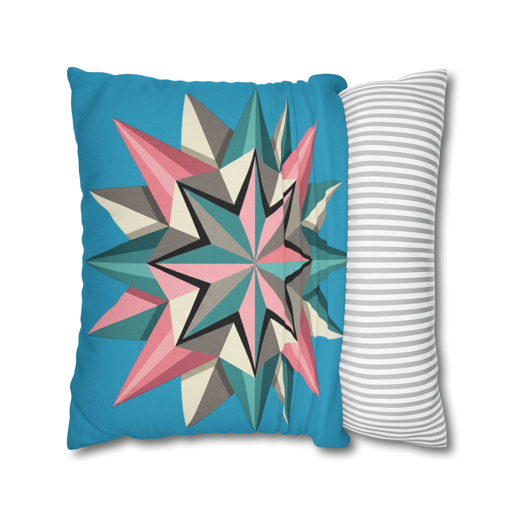 Geometric Starburst Decorative Pillowcase — Turquoise Pink Accent Cushion Cover
