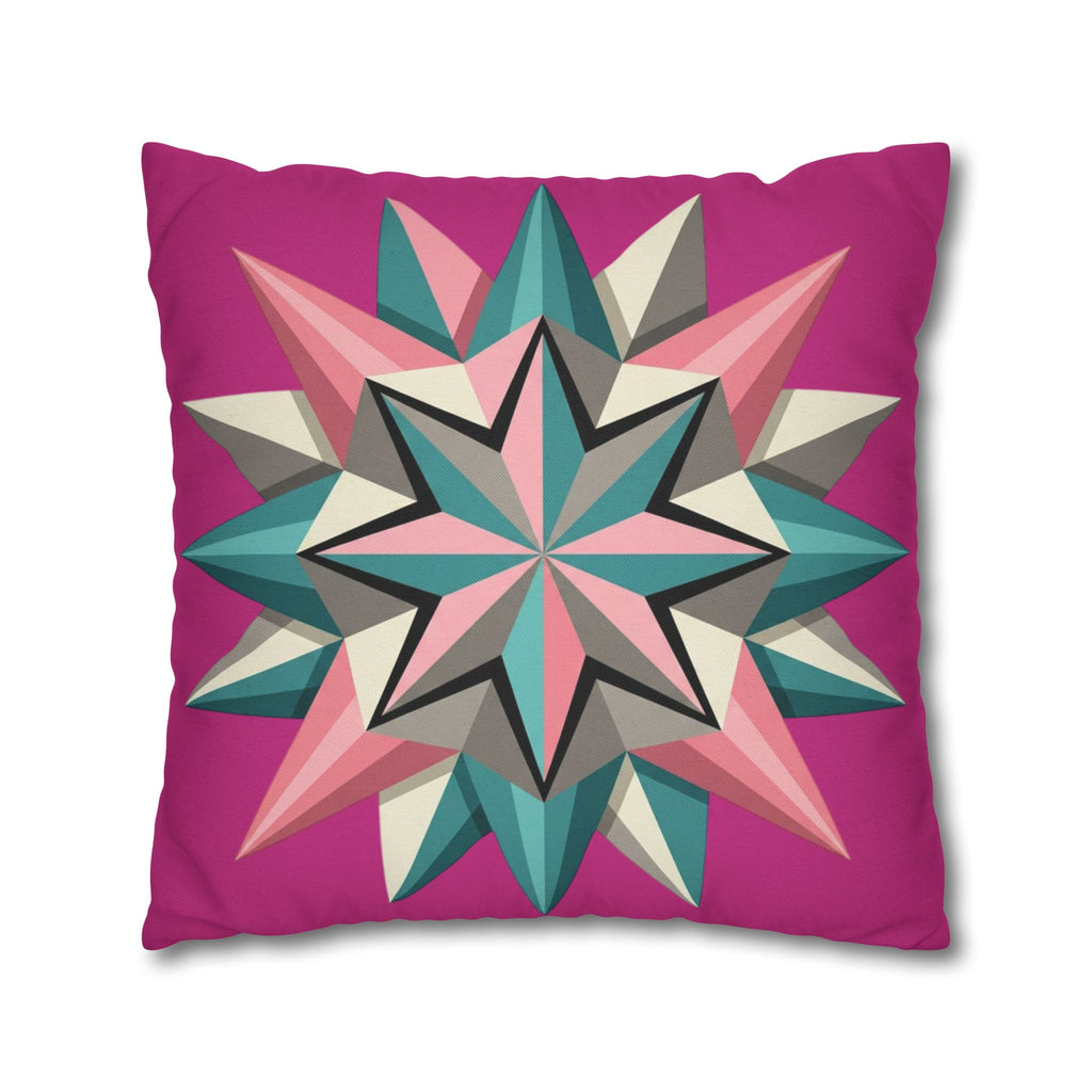 Geometric Starburst Throw Pillowcase — Pink Teal Modern Decorative Cushion Cover