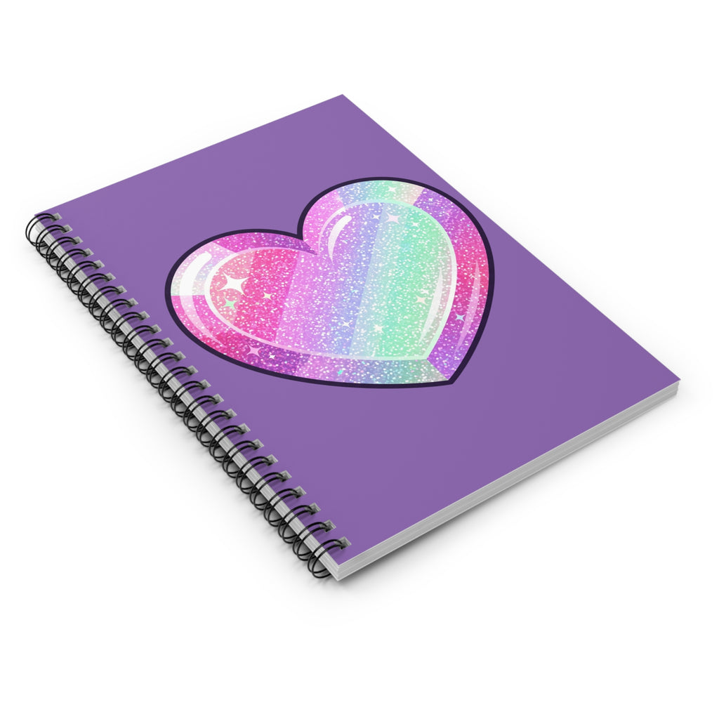 Sparkle Pastel Heart Spiral Notebook — Ruled Journal for Teens & Gift- Light Purple