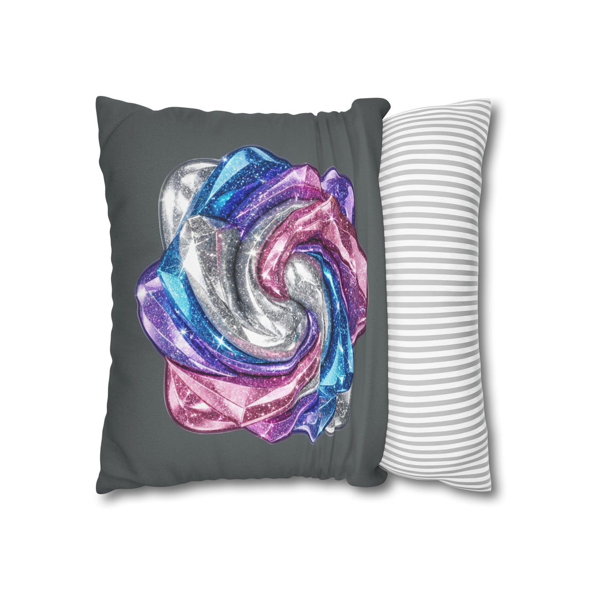 3D Glitter Design Dark Grey Spun Polyester Square Pillowcase