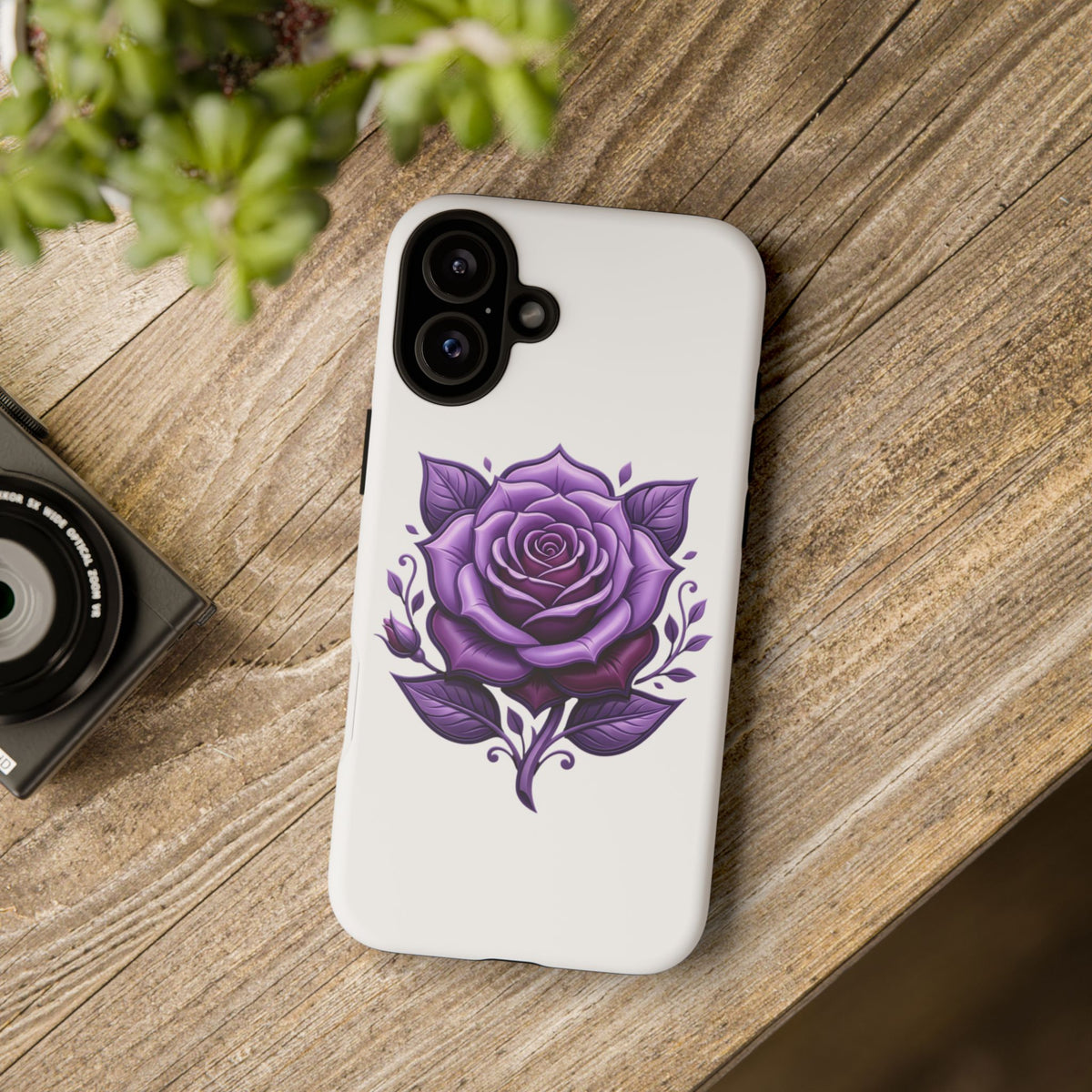 Purple Rose Tough Phone Case — Floral Protective Phone Cover