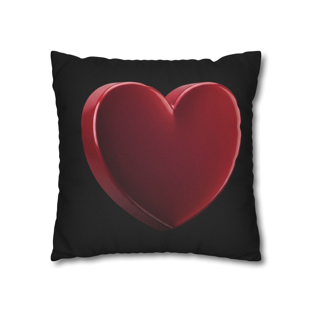 Red Heart Black Spun Polyester Square Pillowcase