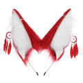 Handmade Plush Animal Ears Headband with Dreamcatcher Accessory, Halloween Costume Anubis Egyptian Cosplay Headpiece