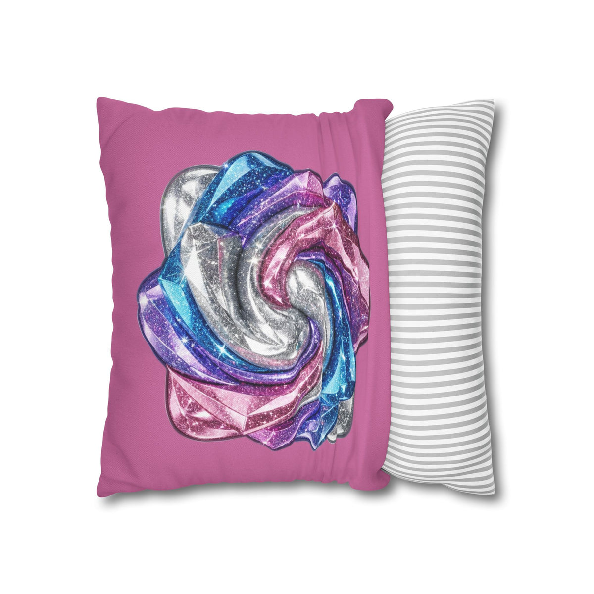 3D Glitter Design Light Pink Spun Polyester Square Pillowcase