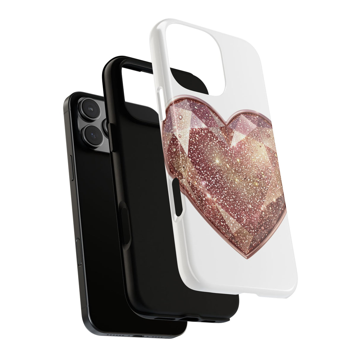 Rose Gold Glitter Crystal Heart Phone Case