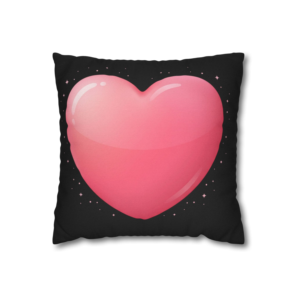 Pink Heart Black Spun Polyester Square Pillowcase