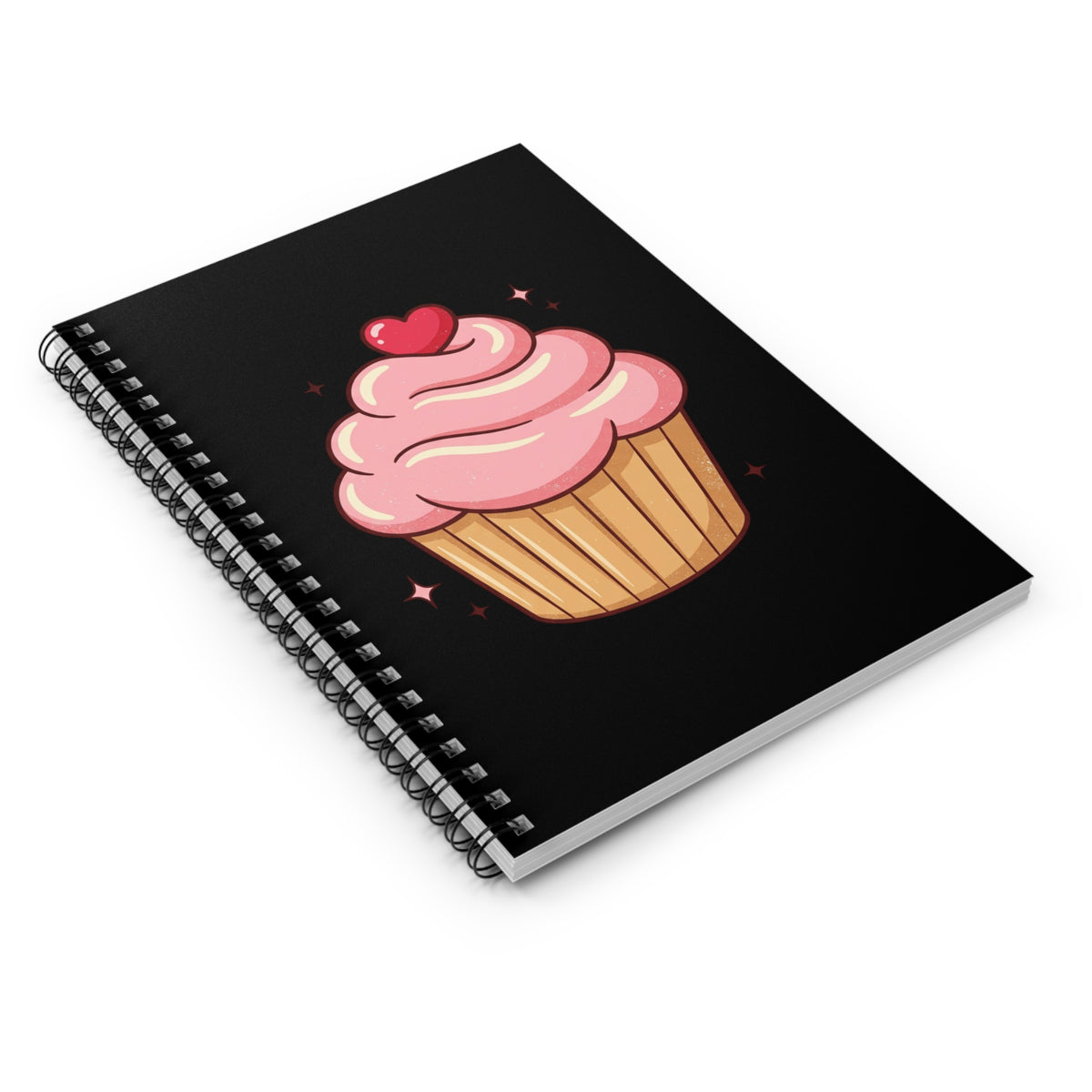 Pink Cupcake Spiral Notebook - Ruled Line- Black