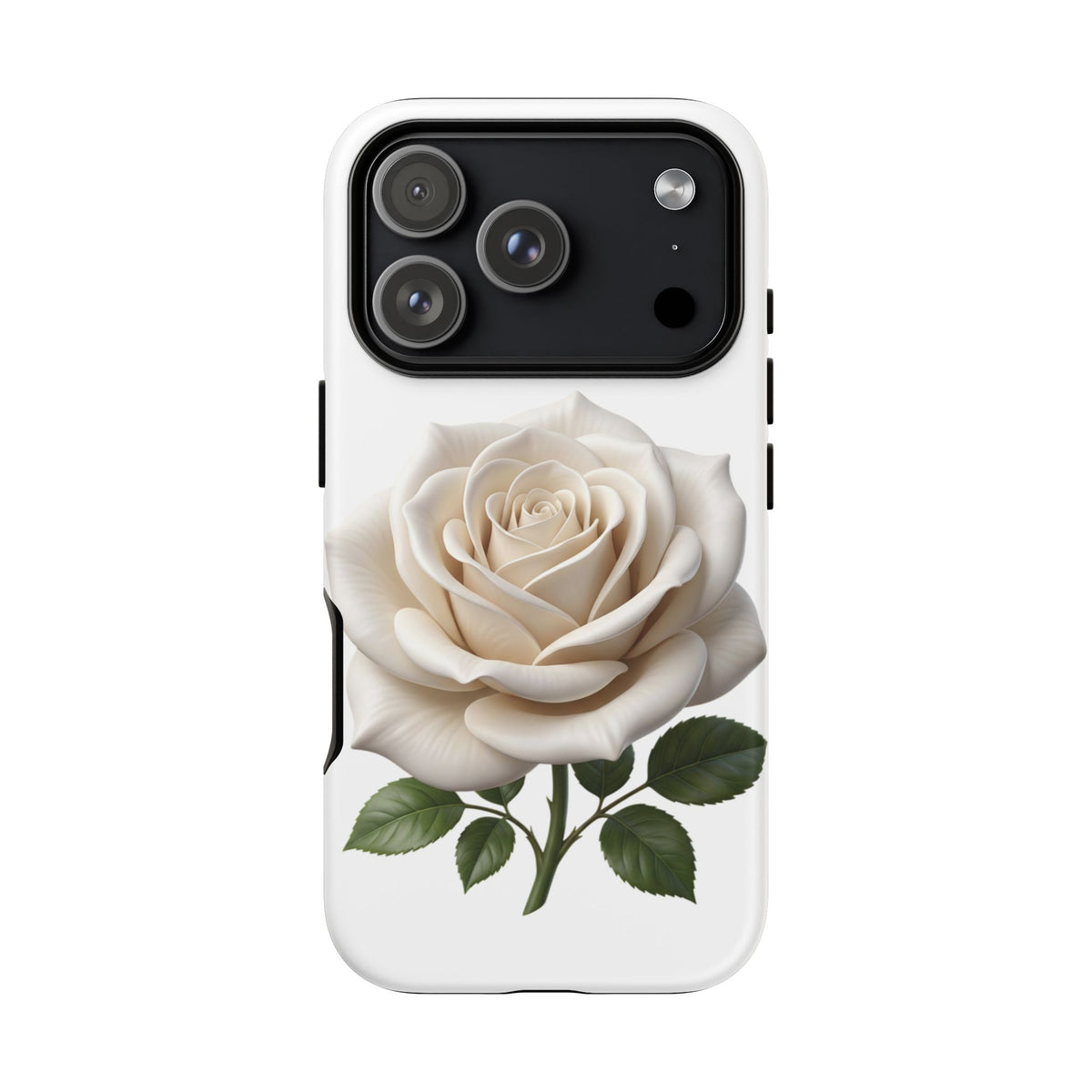 White Rose Tough Phone Case – Elegant Floral Protective Cover