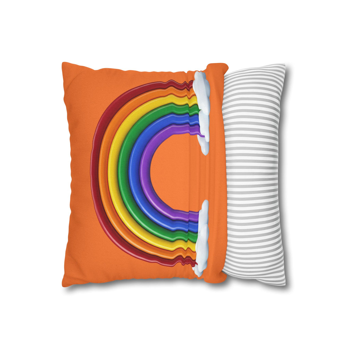 Rainbow Orange Spun Polyester Square Pillowcase
