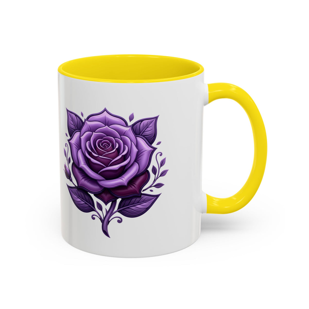 Purple Rose Accent Coffee Mug — Floral Gothic Tea Cup for Women & Gifts