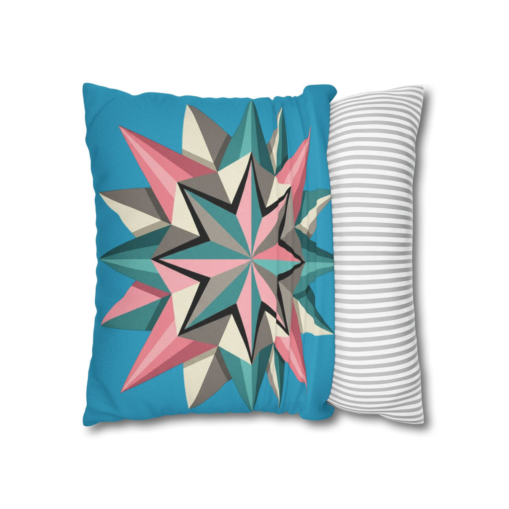 Geometric Starburst Decorative Pillowcase — Turquoise Pink Accent Cushion Cover