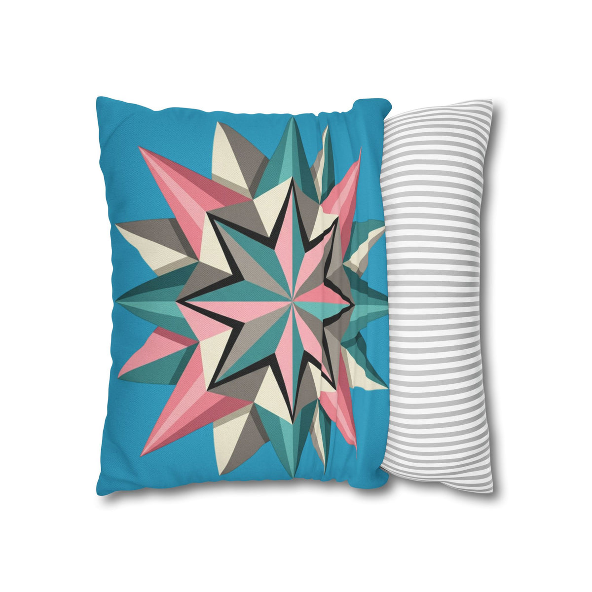 Geometric Starburst Decorative Pillowcase — Turquoise Pink Accent Cushion Cover