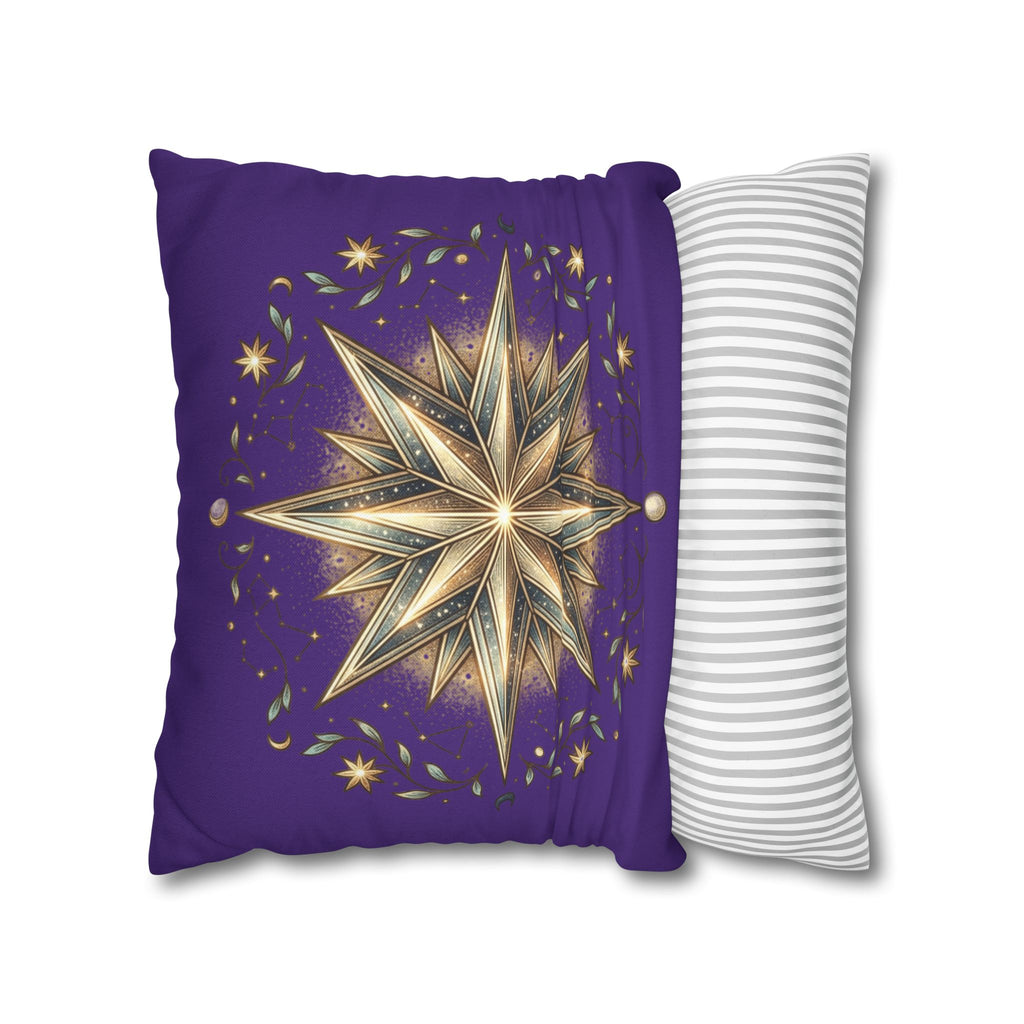 Star Print Dark Purple Spun Polyester Square Pillowcase
