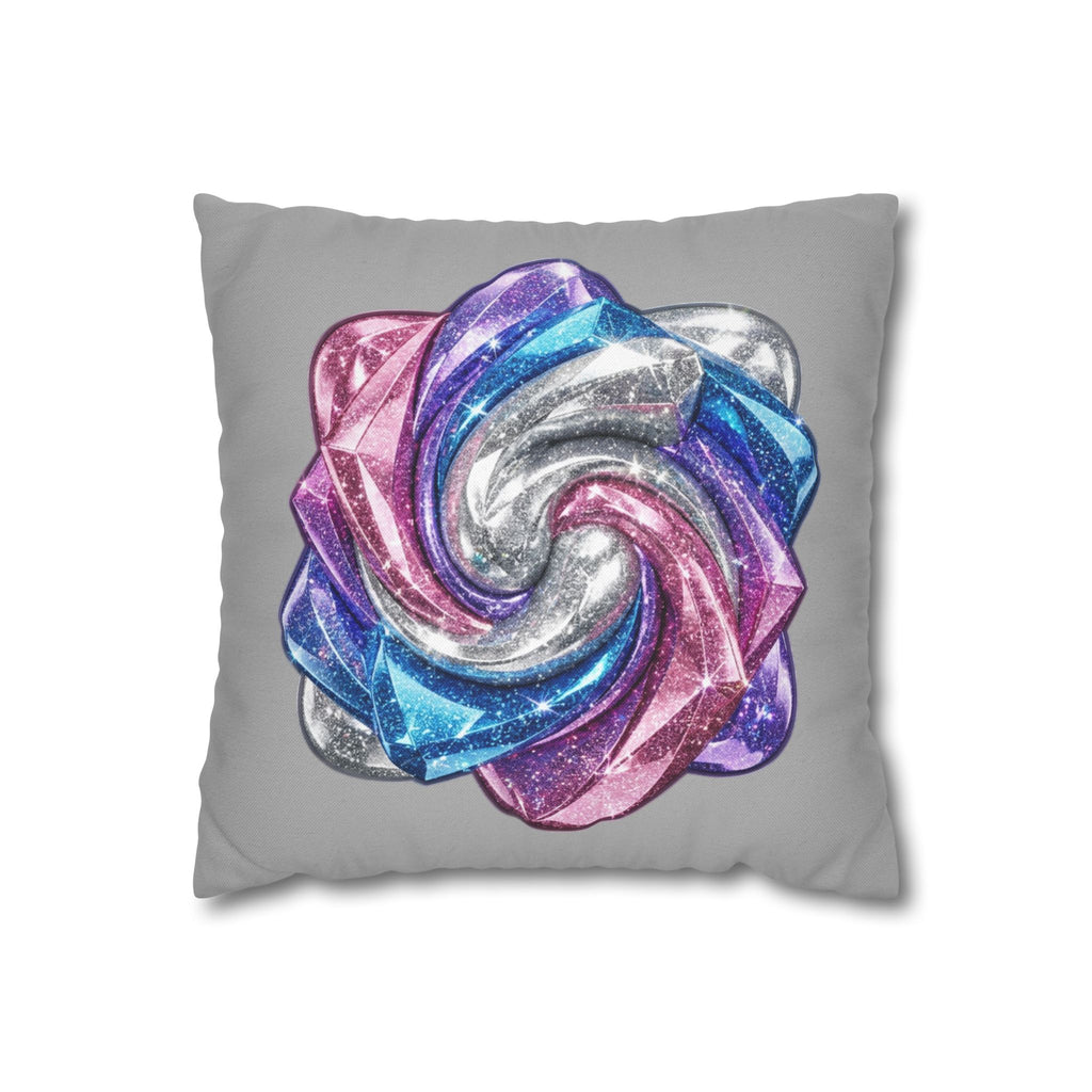 3D Glitter Design Light Grey Spun Polyester Square Pillowcase