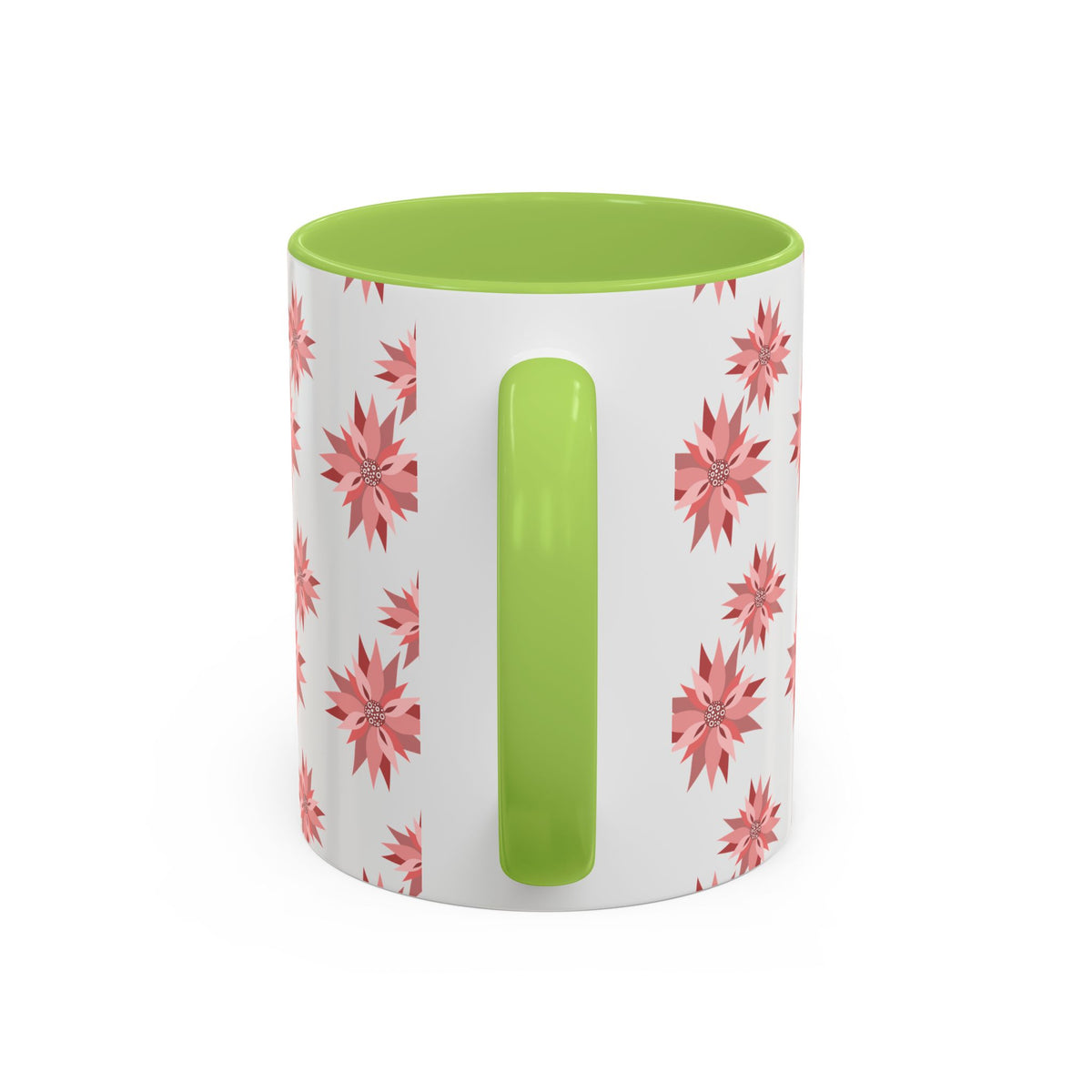 Pink Geometric Floral Accent Coffee Mug — 11/15oz