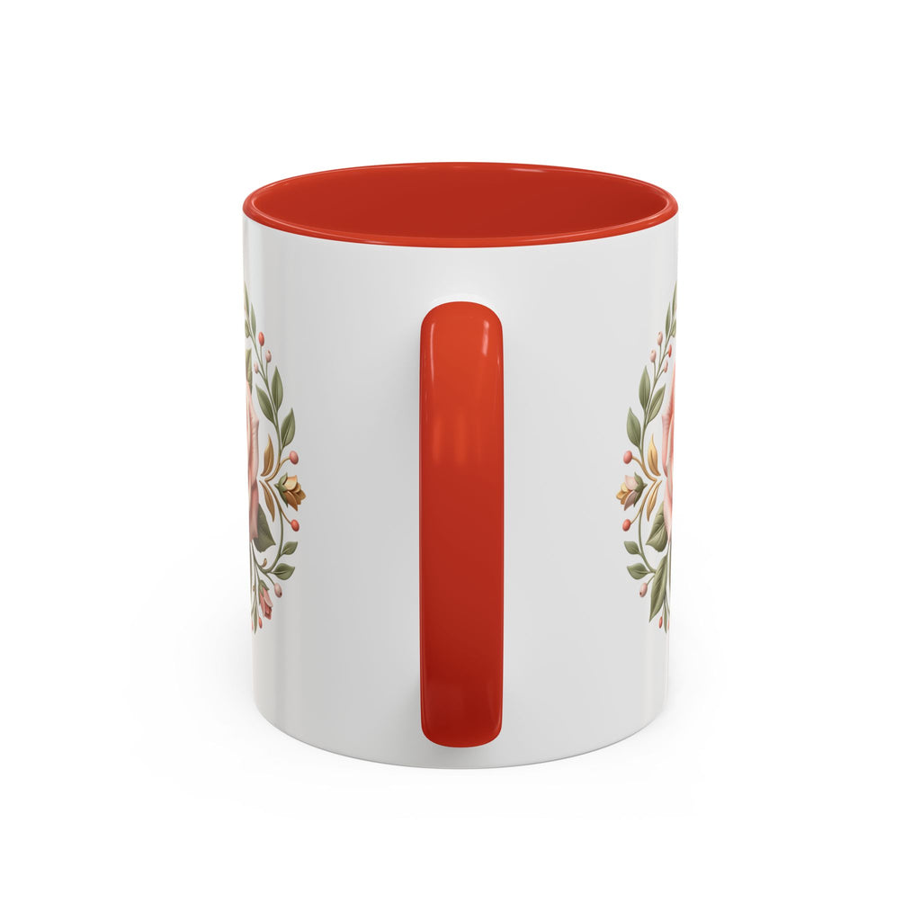 Rose Wreath Accent Coffee Mug — Floral 11/15oz Tea & Coffee Cup