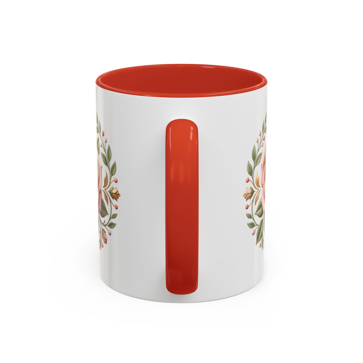 Rose Wreath Accent Coffee Mug — Floral 11/15oz Tea & Coffee Cup