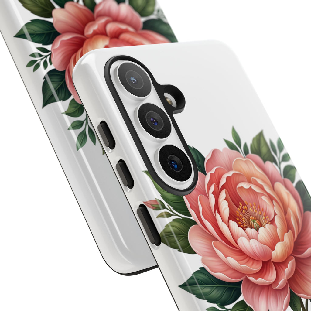 Floral Peony Tough Phone Case — Protective Botanical iPhone Cover