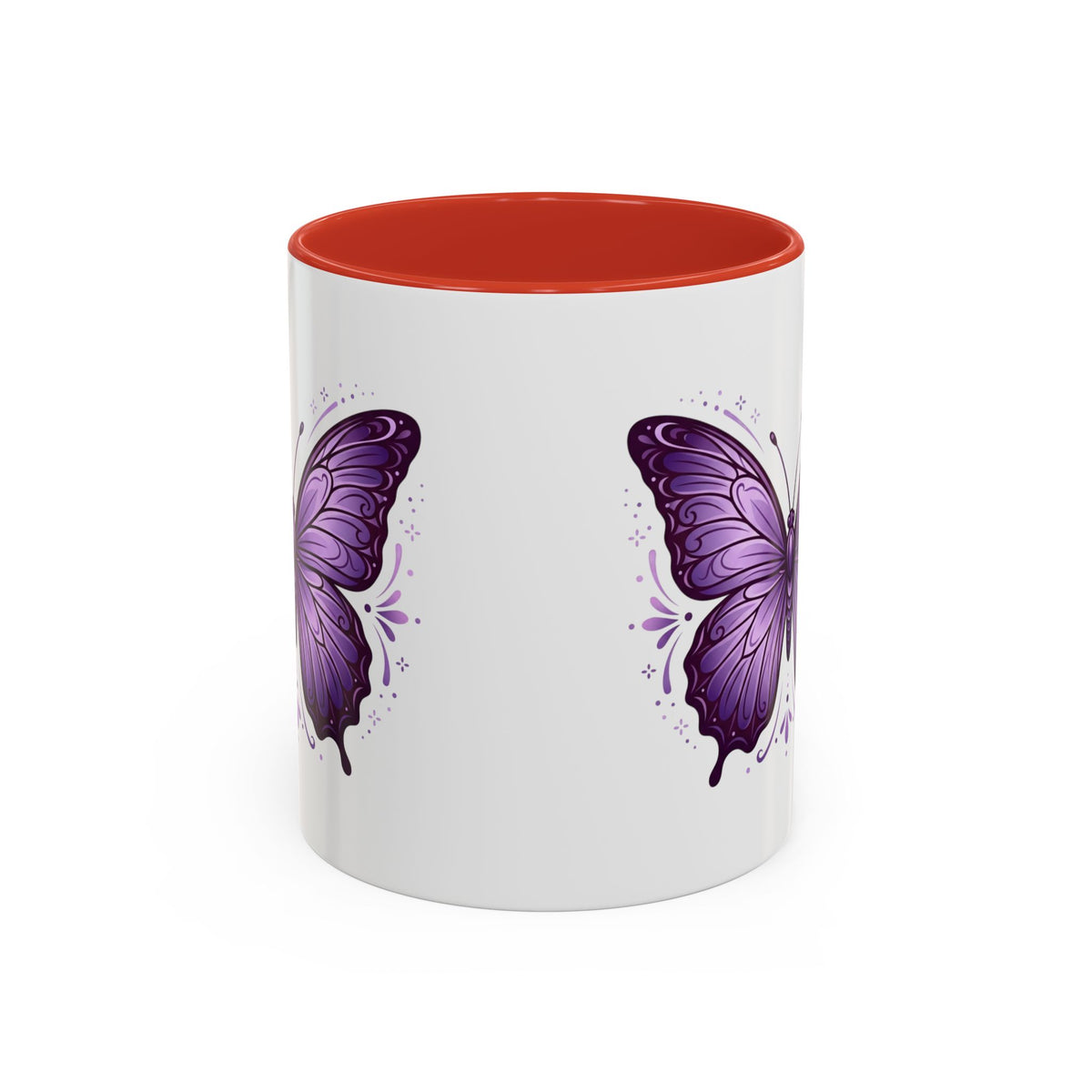 Purple Butterfly Accent Coffee Mug — 11oz & 15oz Decorative Tea Cup