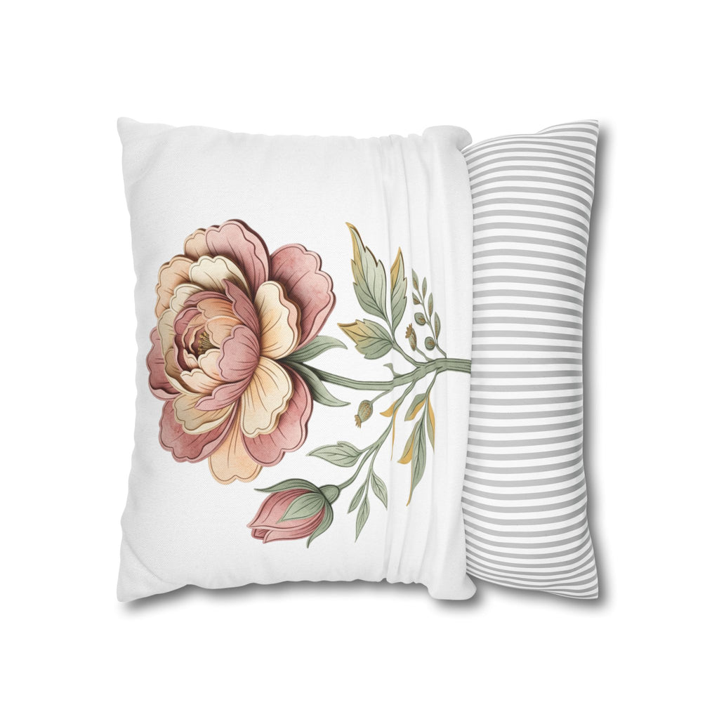 Floral Rose Spun Polyester Square Pillowcase