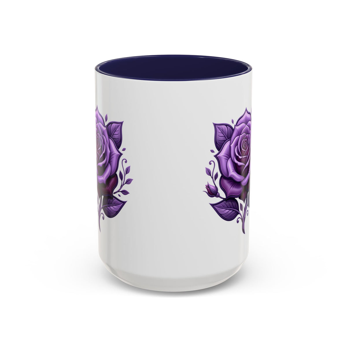 Purple Rose Accent Coffee Mug — Floral Gothic Tea Cup for Women & Gifts