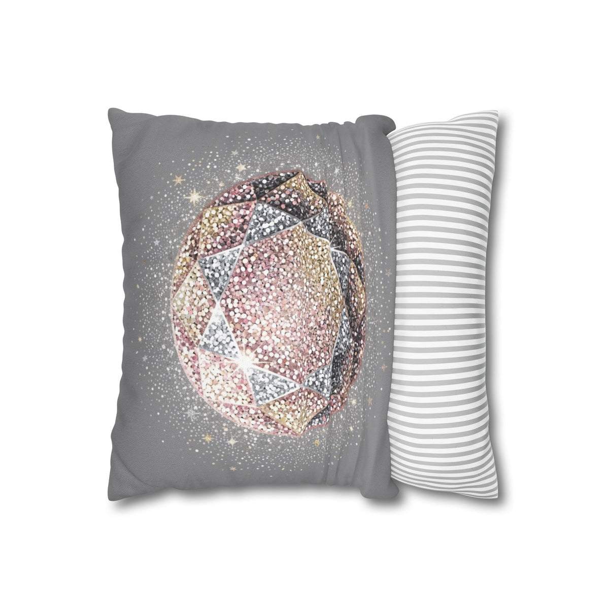 Glittery Grey Spun Polyester Square Pillowcase