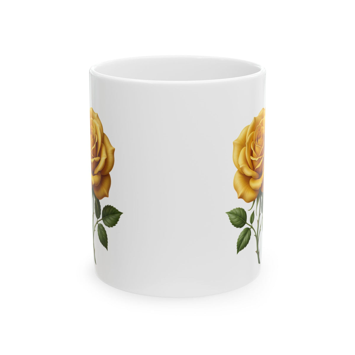 Yellow Rose Ceramic Mug - Floral Coffee Tea Cup (11oz & 15oz)