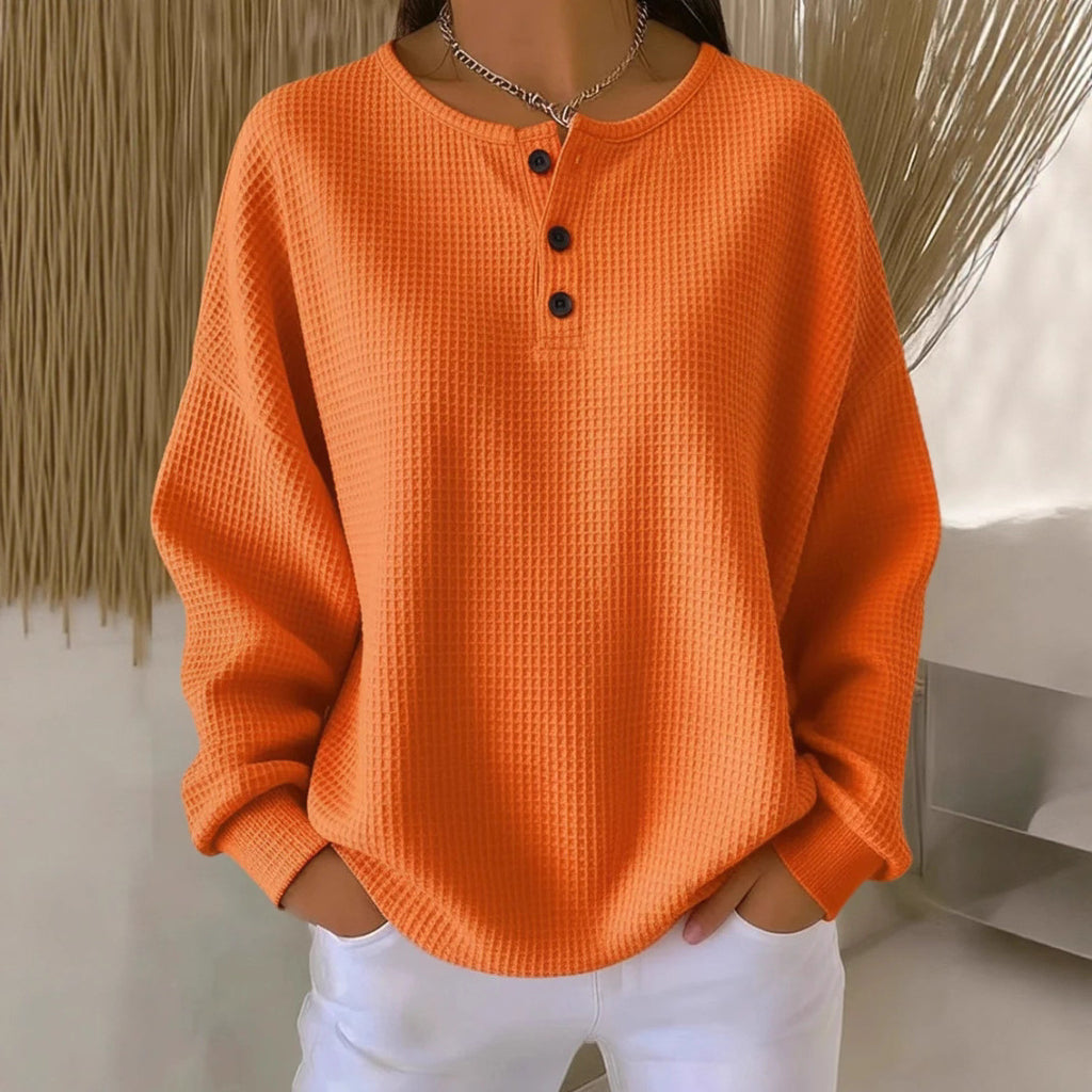 Round neck solid color pullover loose top long sleeve and short sleeve