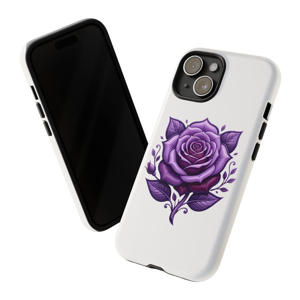 Purple Rose Tough Phone Case — Floral Protective Phone Cover