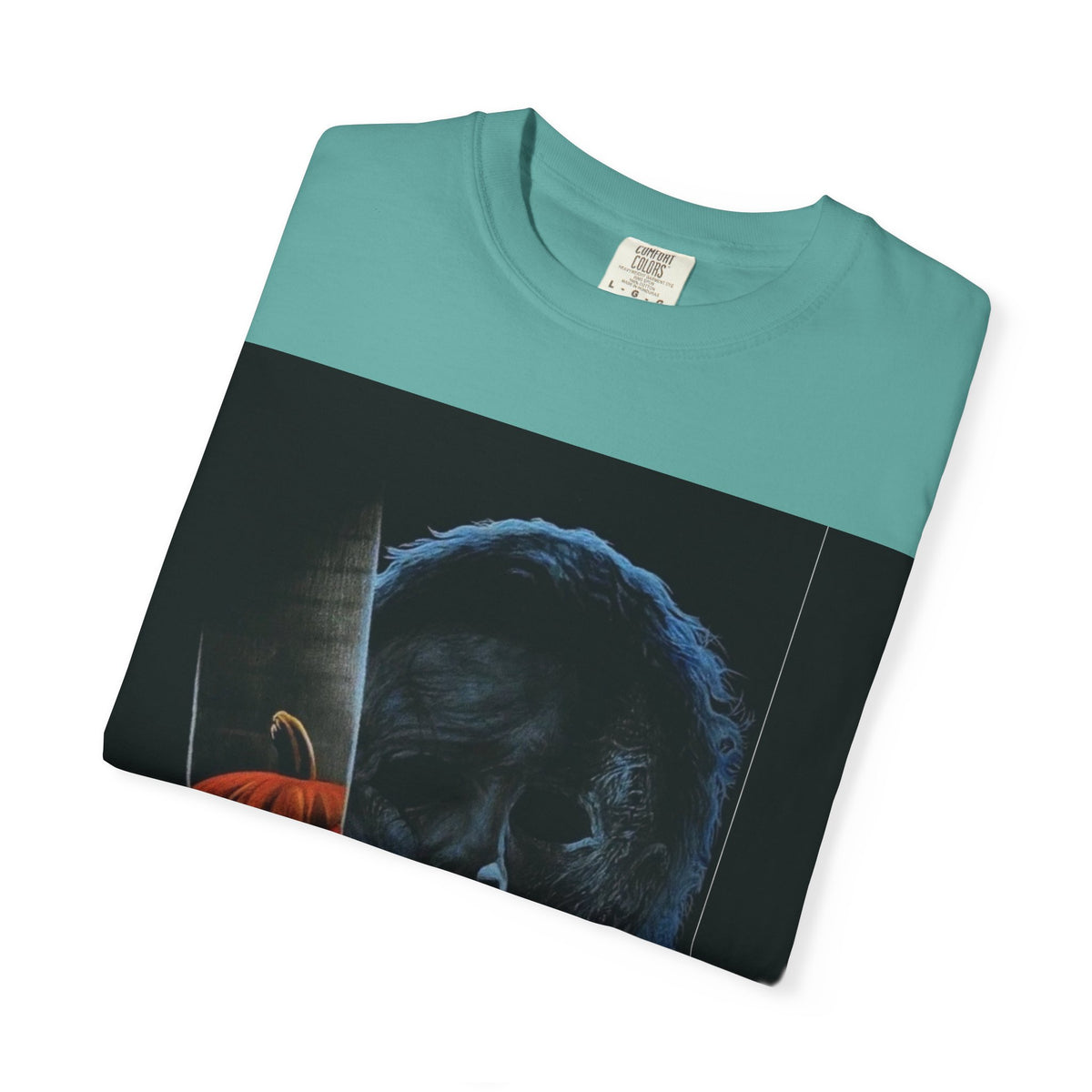 T-Shirt — Halloween Split-Face Pumpkin & Michael Myers Horror Graphic