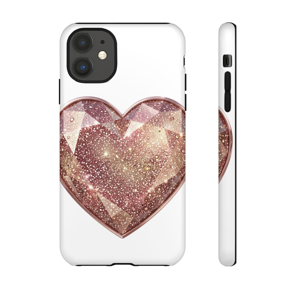 Rose Gold Glitter Crystal Heart Phone Case