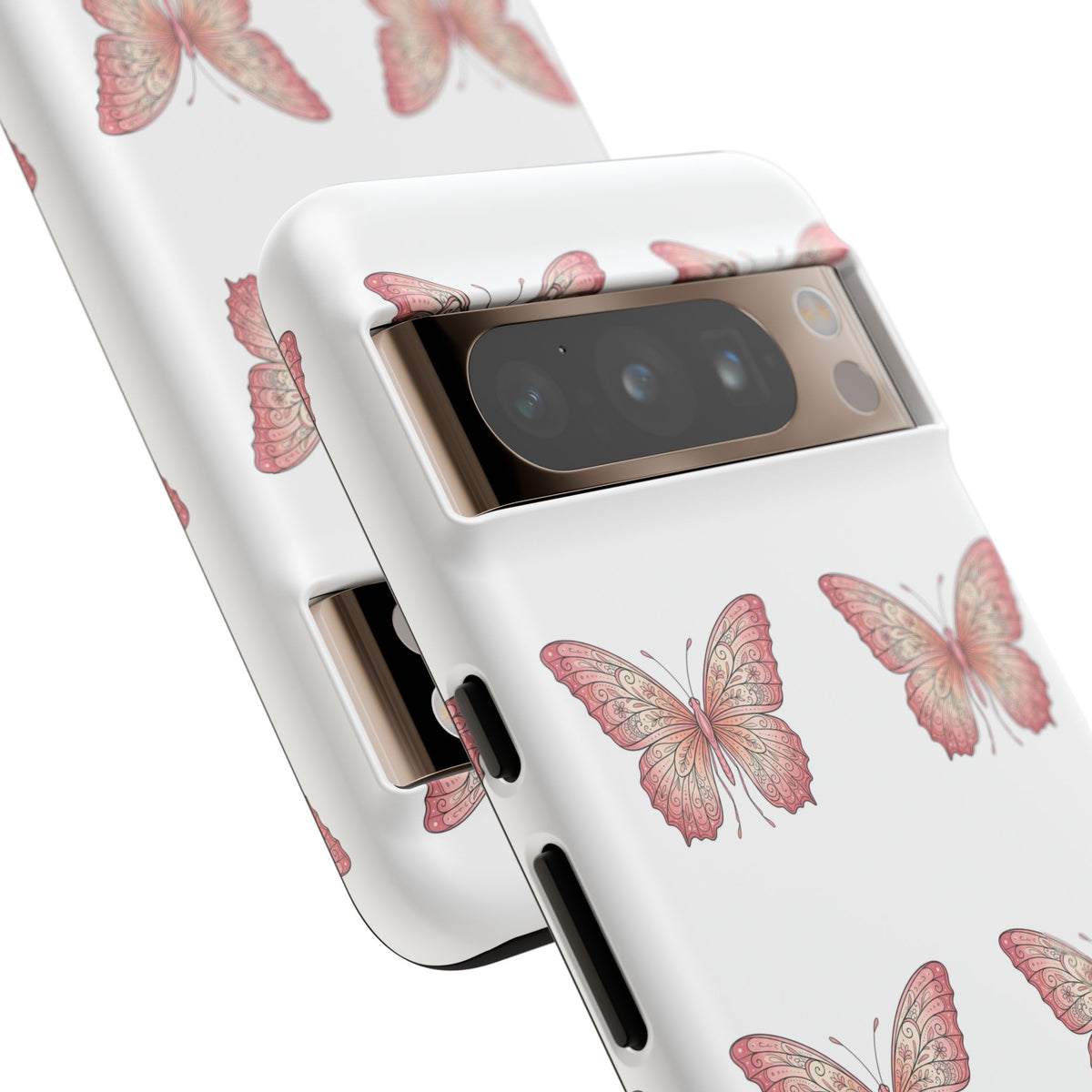 Pink Butterfly Tough Phone Case — Floral Pattern Protective Cover