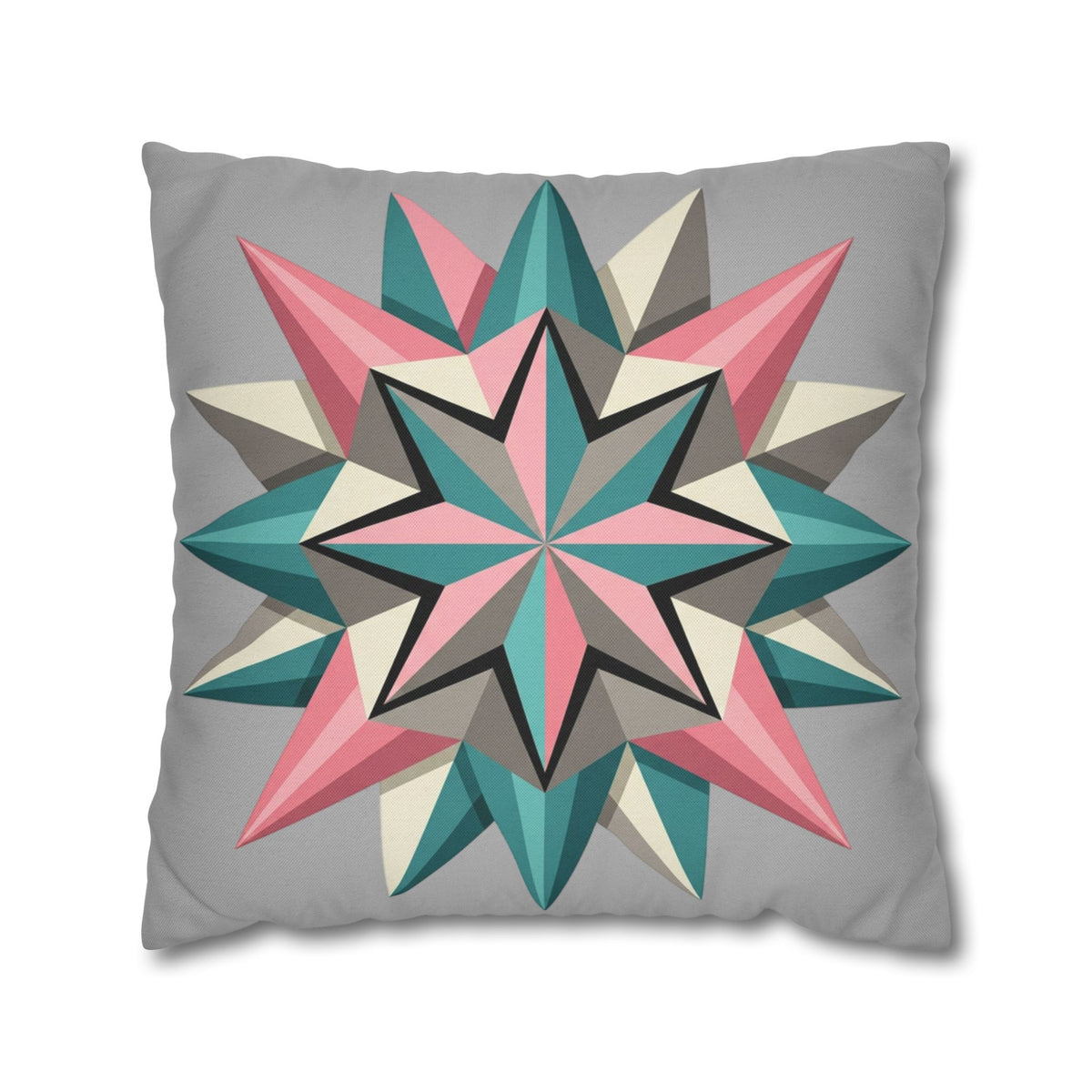 Geometric Starburst Throw Pillowcase — Pink Teal Modern Accent