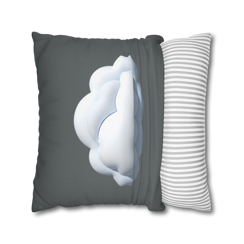 Cloud Graphic Dark Grey Pillowcase — Whimsical Grey Decorative Throw Pillow Cover