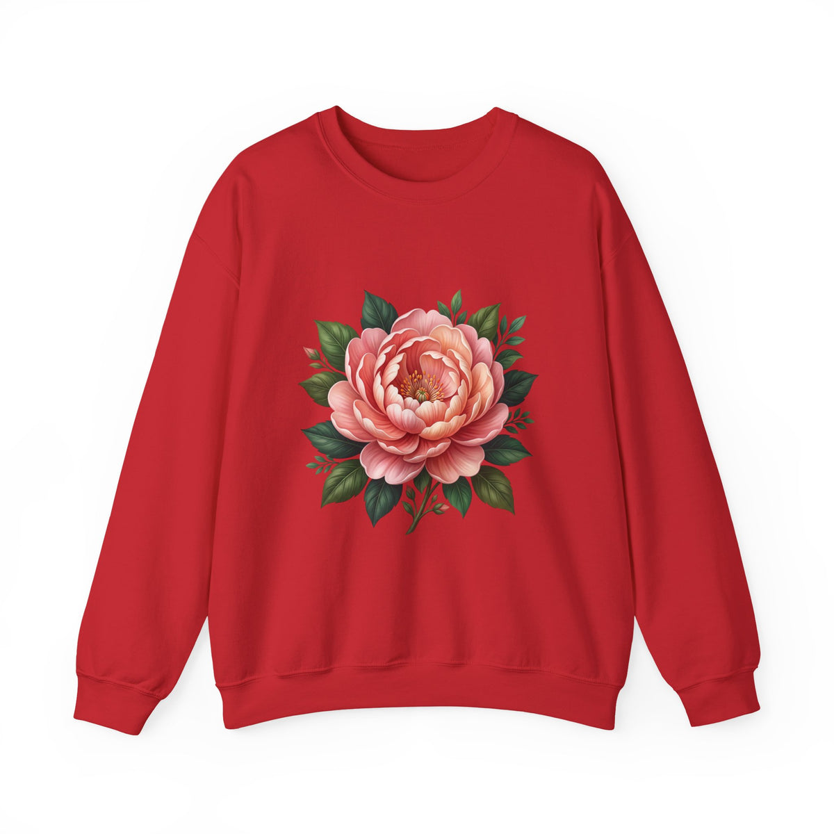 Floral Peony Crewneck Sweatshirt — Vintage Pink Flower Pullover