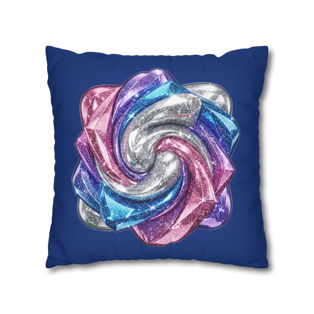3D Glitter Design Navy Spun Polyester Square Pillowcase