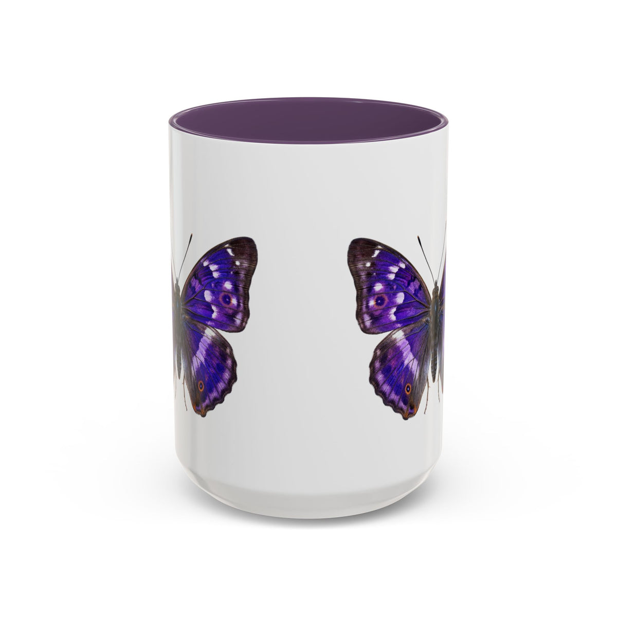 Purple Butterfly Accent Coffee Mug – Elegant Floral Butterfly Ceramic Cup