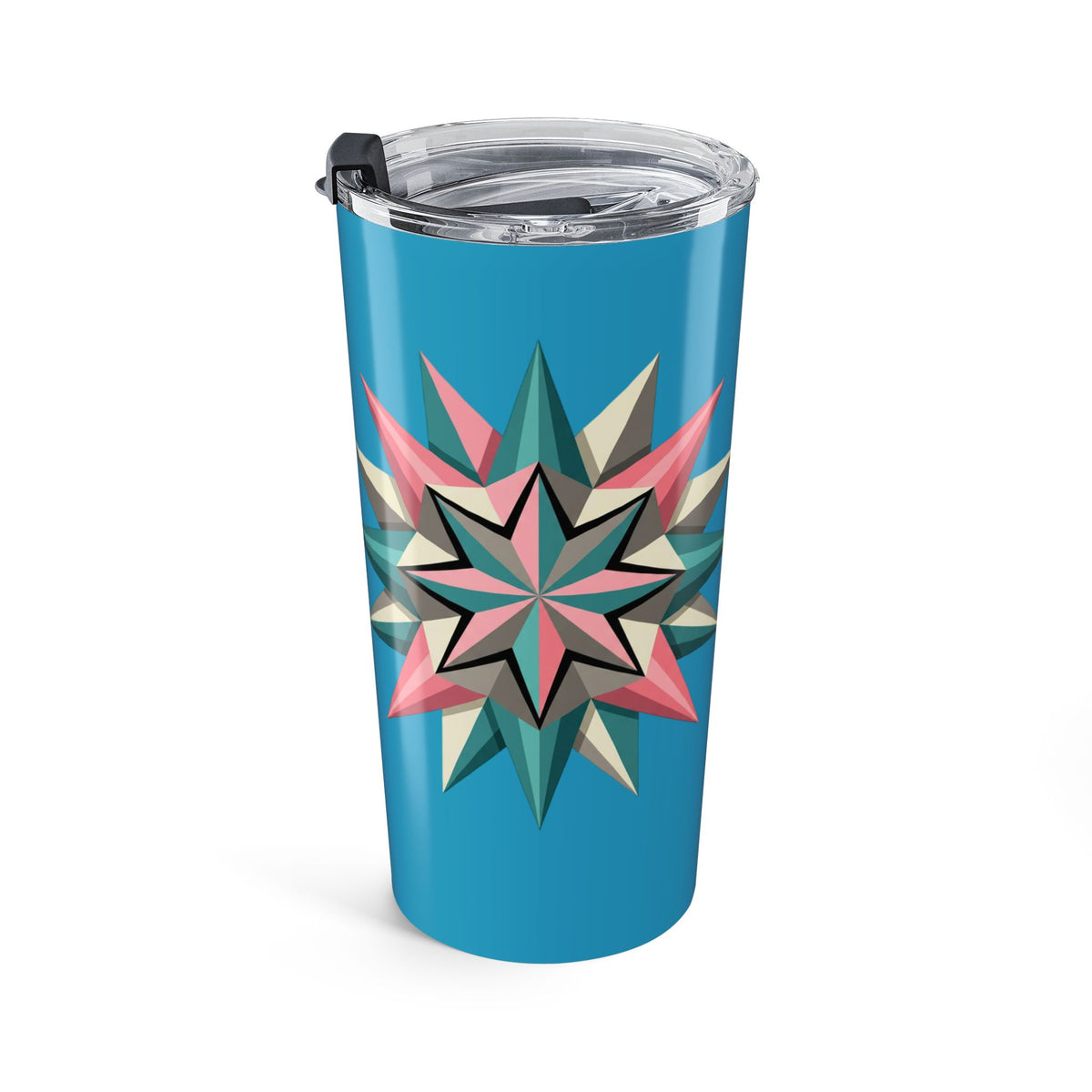 Geometric Starburst 20oz Tumbler — Blue Floral Pattern Stainless Travel Cup