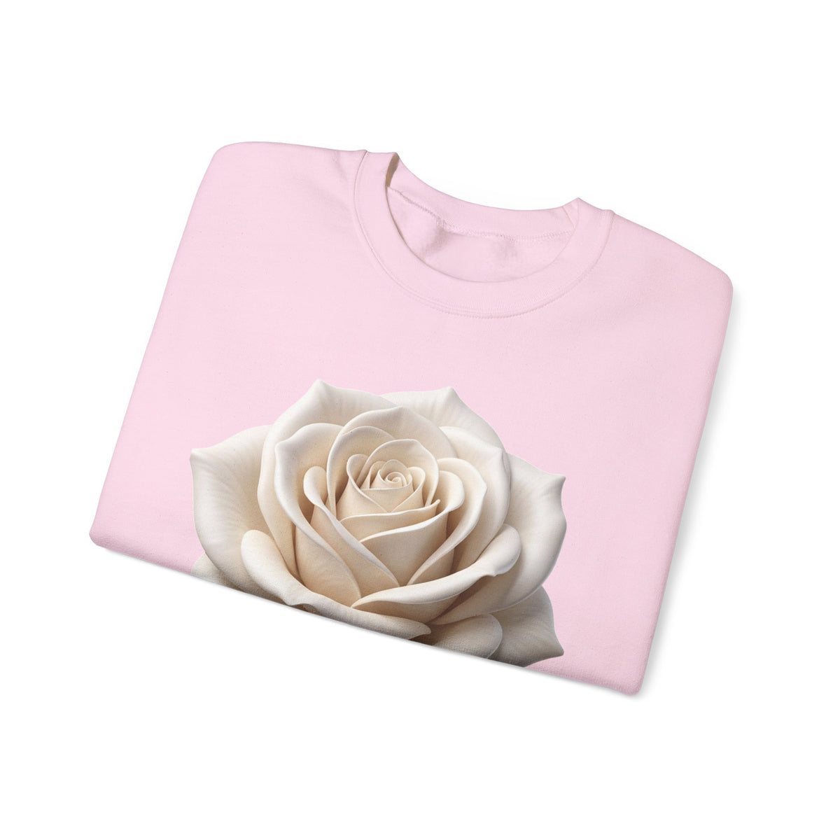 White Rose Crewneck Sweatshirt — Elegant Botanical Floral Pullover