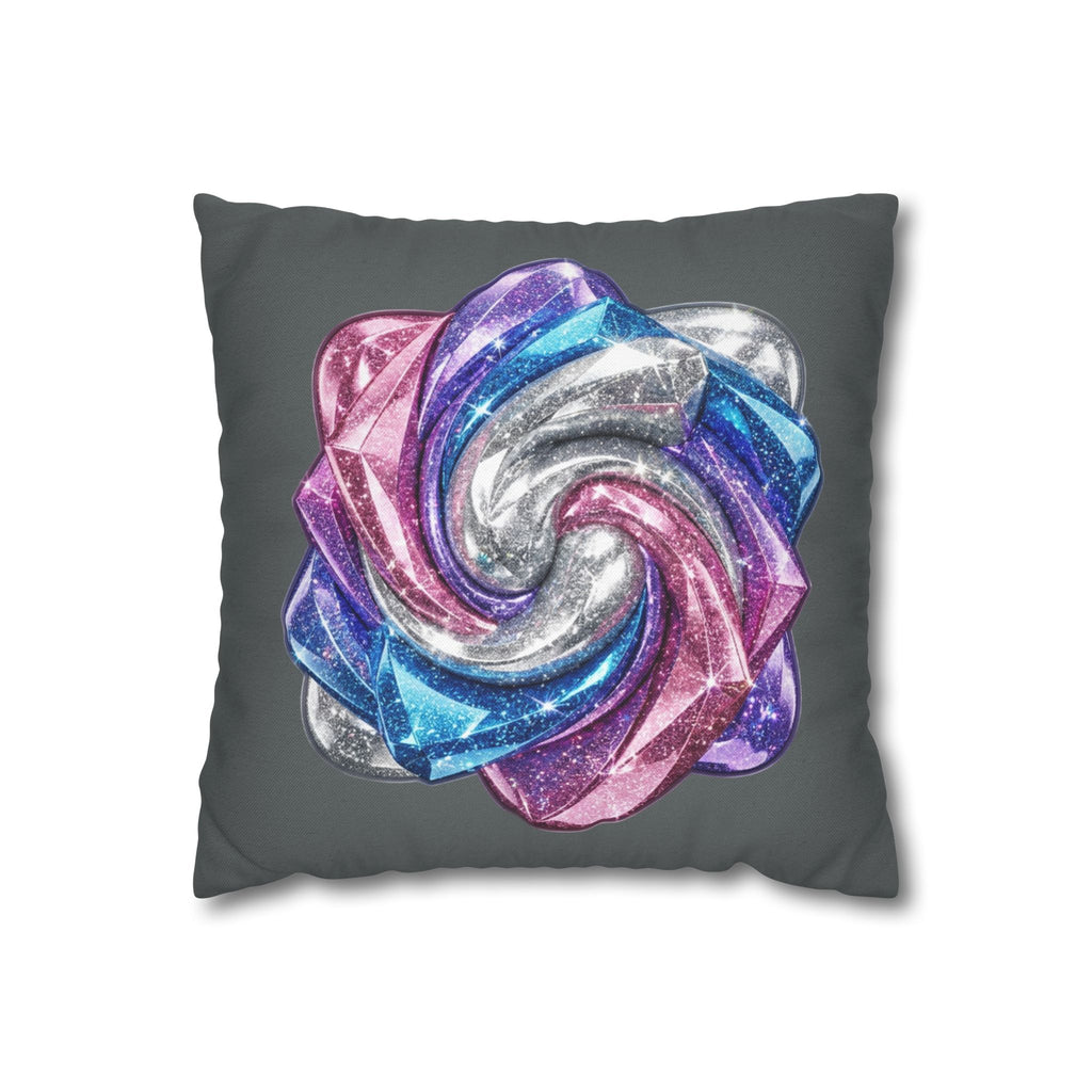 3D Glitter Design Dark Grey Spun Polyester Square Pillowcase