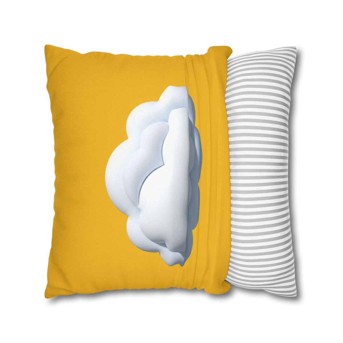 Yellow Cloud Decorative Pillowcase - Cute Fluffy Cloud Accent Cushion Cover