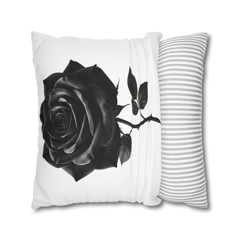 Black Rose Spun Polyester Square Pillowcase