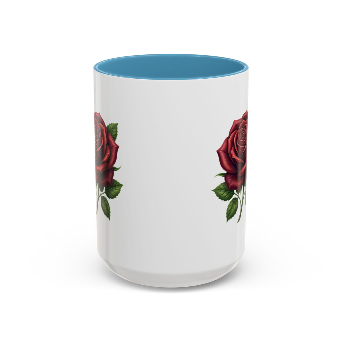 Red Rose Accent Coffee Mug — Floral Ceramic Coffee Cup (11/15oz)