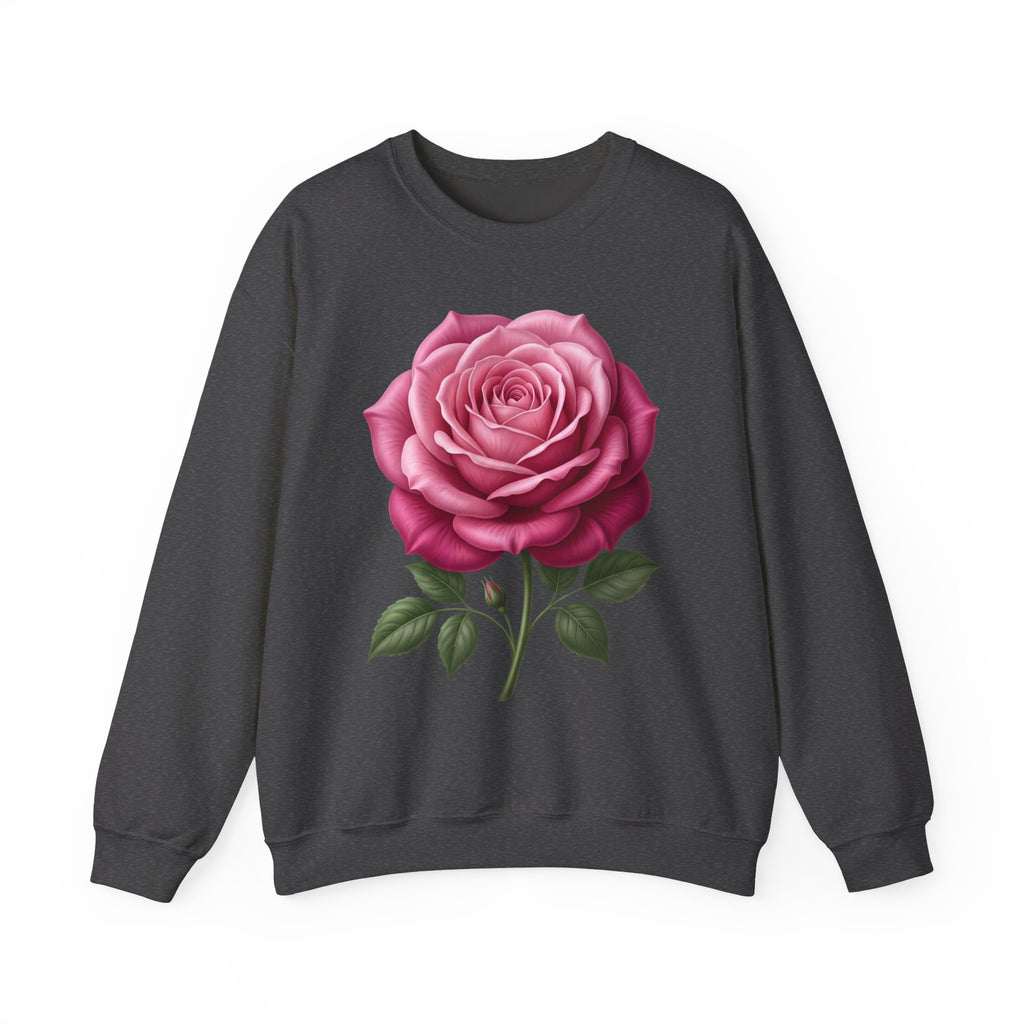 Rose Graphic Sweatshirt — Vintage Pink Rose Floral Crewneck