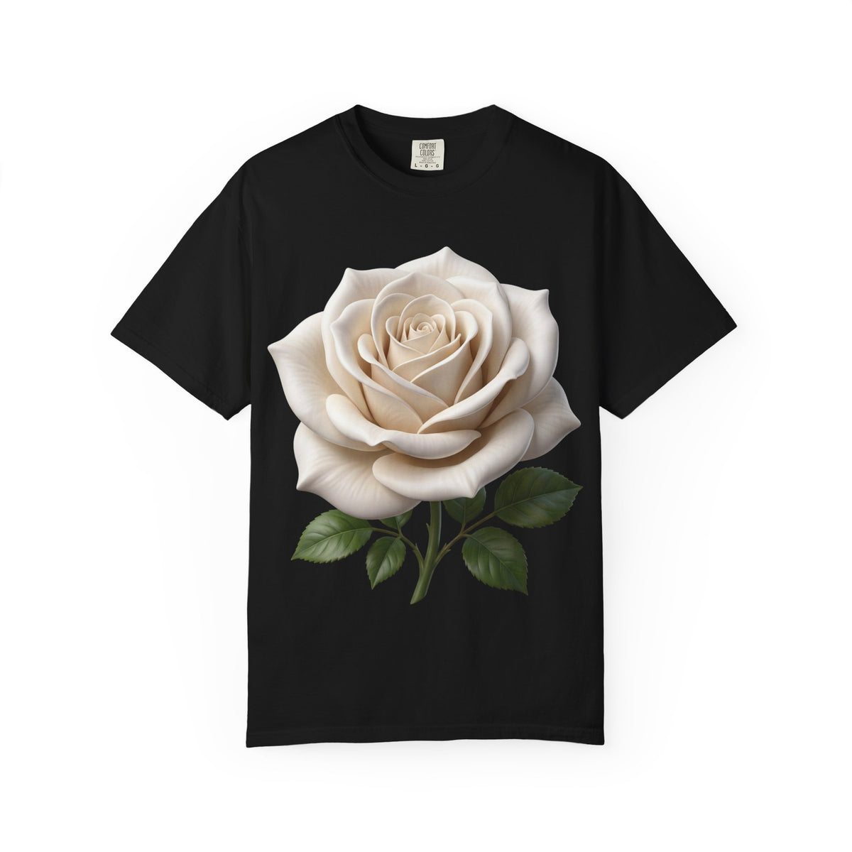 White Rose T-Shirt — Realistic Vintage Floral Tee