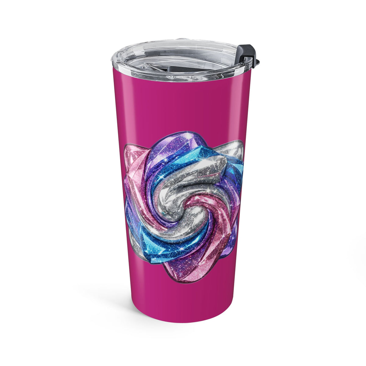 20oz Pink Tumbler Magenta with Iridescent Rose Design - Floral Travel Cup