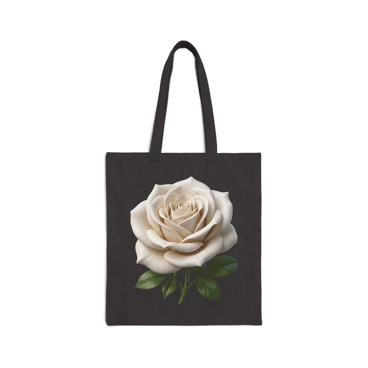 Canvas Tote Bag — Vintage Cream Rose Floral Shopper